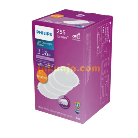 lampu downlight philips meson 3.5w pack 3+1