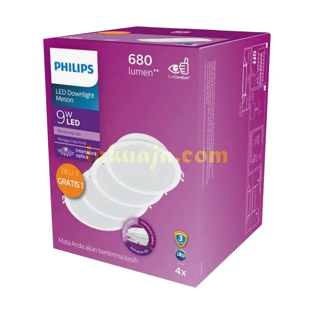 lampu downlight philips meson 9w pack 3+1