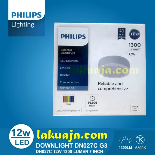 lampu downlight outbow philips led12 dn027c 12w 7 inch 1300 lumen