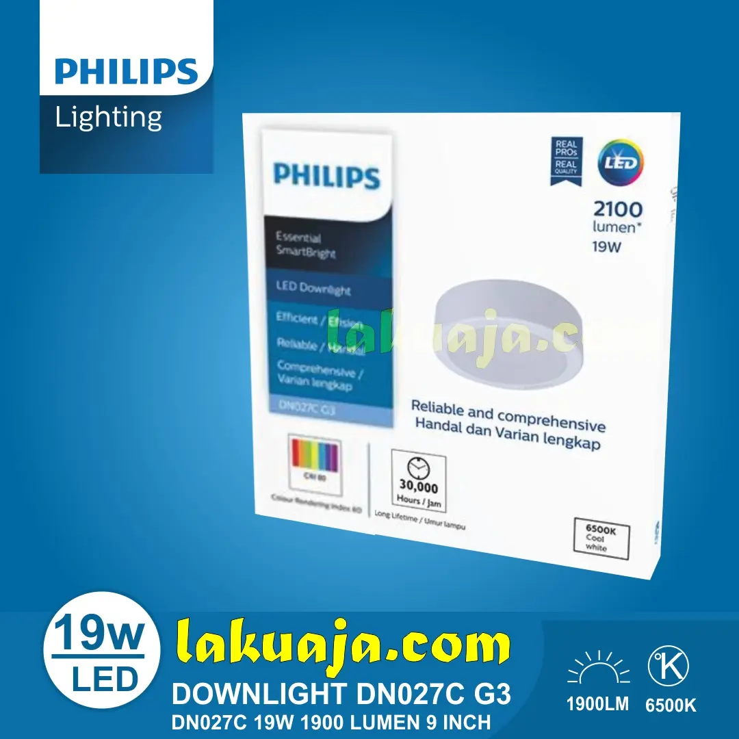 lampu downlight outbow philips led19 dn027c 19w 9 inch 1900 lumen