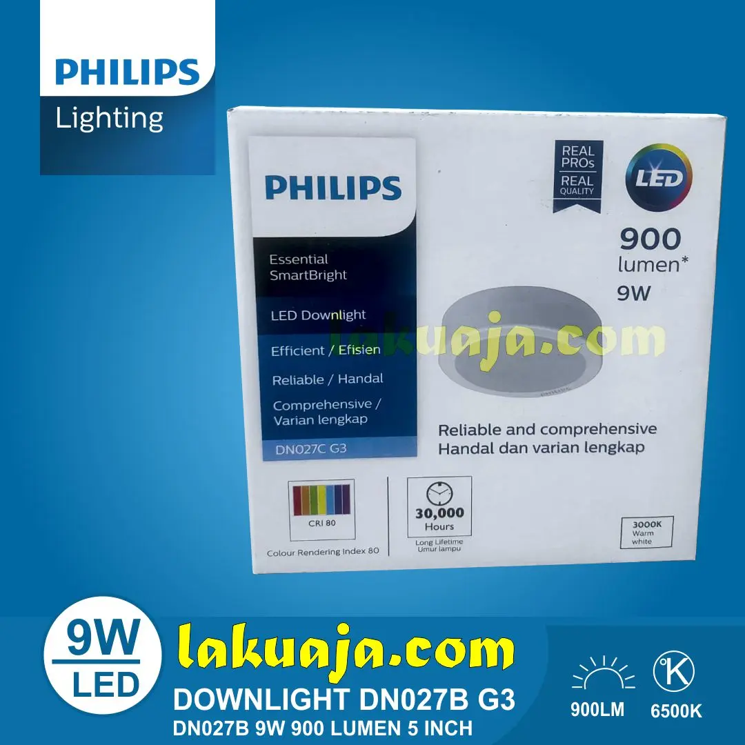 lampu downlight philips led9 dn027b 9w 5 inch 900 lumen